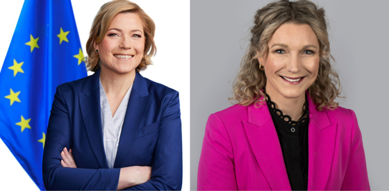 Bildet viser EU-kommisjonens visepresident Henna Virkkunen og digitalisering- og forvaltningsminister Karianne Tung.